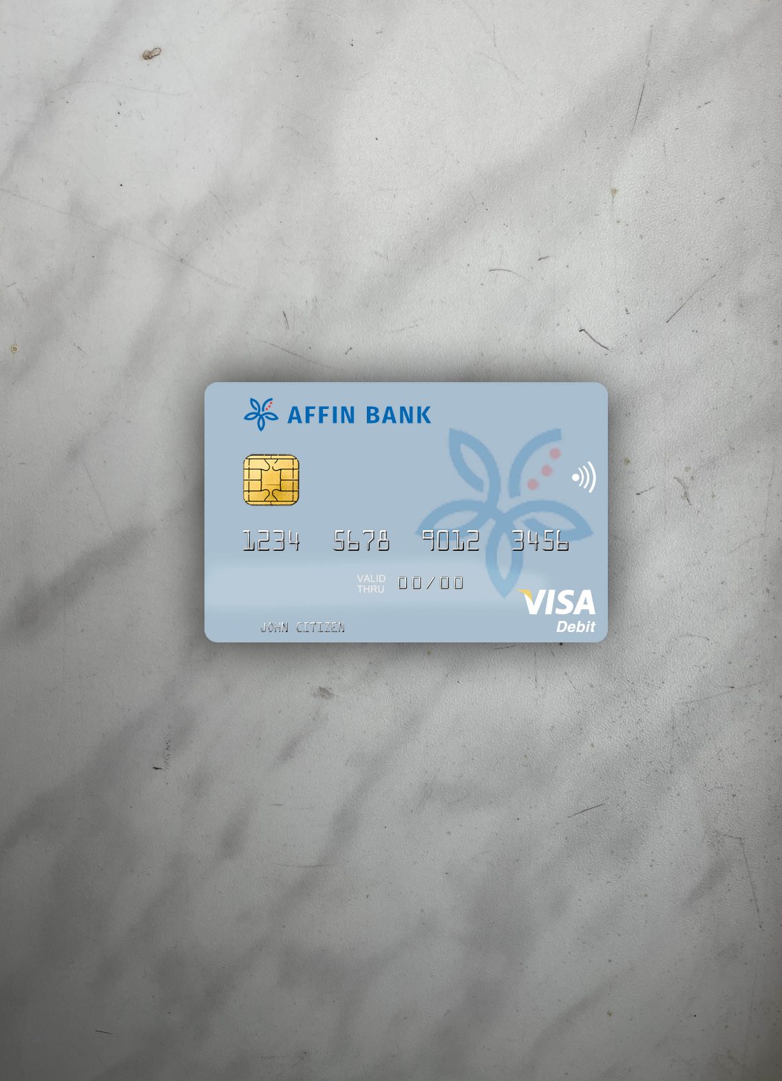 Download Malaysia Affin Bank visa debit card photolook front Photoshop template